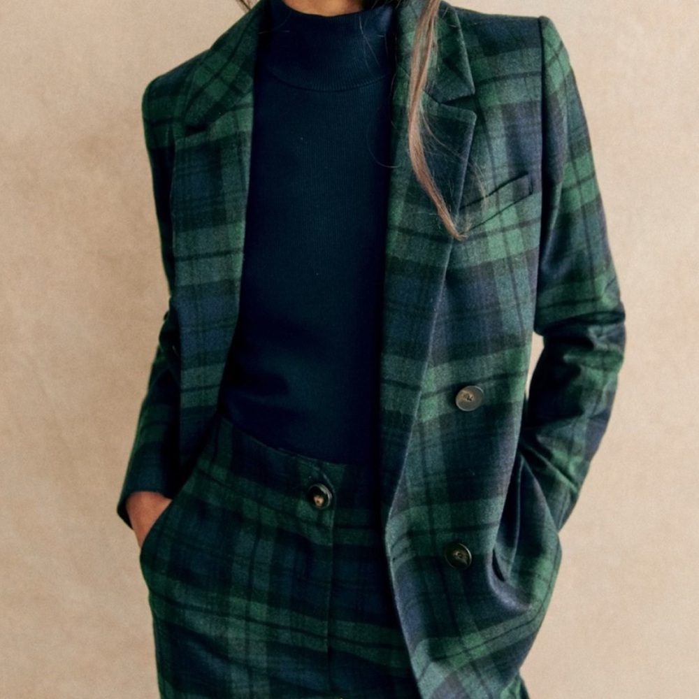 Sezane - Christie Jacket - Navy Tartan